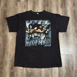 KISS Motley Crue 2012 Tour Shirt Men’s L Black Front Back Full Graphic